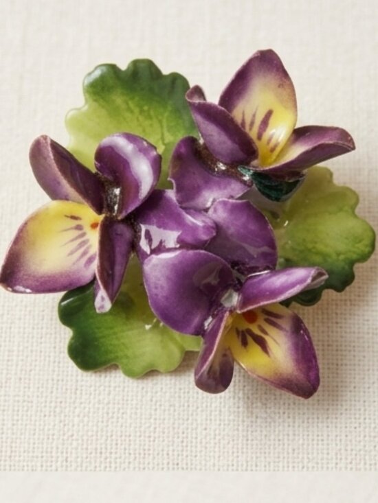 Staffordshire Jewelry - Vintage Cara China Staffordshire Floral Brooch Pin